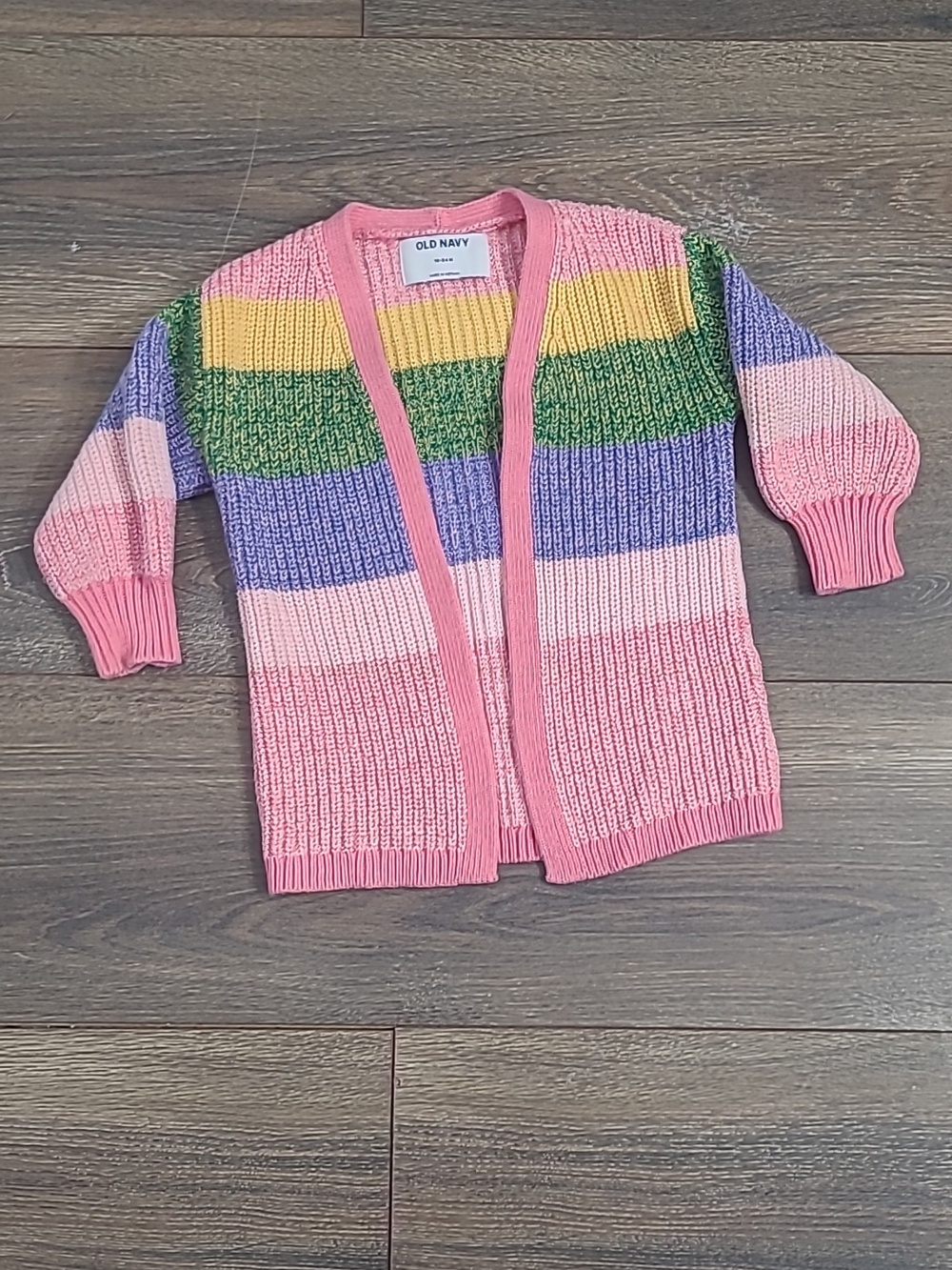 Old Navy Toddler Girls Mutlicolored Pastel Striped 100% Cotton Knit Cardigan